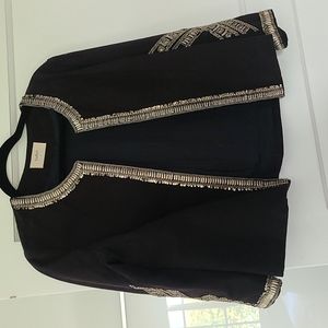 BA&SH black denim bolero silver pallette detailing